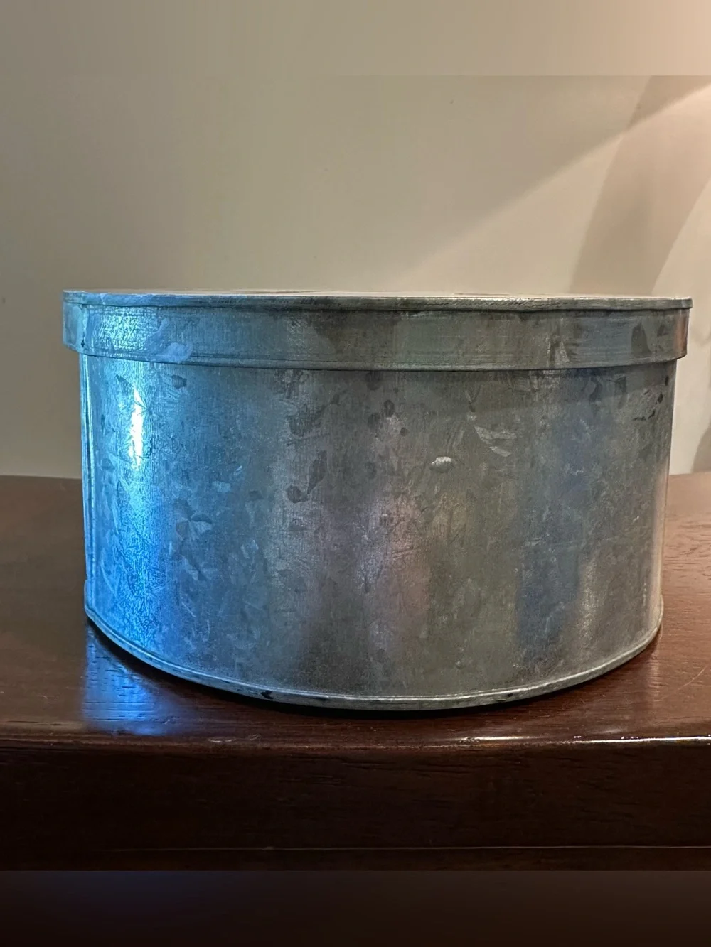 Metal container with lid • Birds, butterflies and wildflowers • vintage